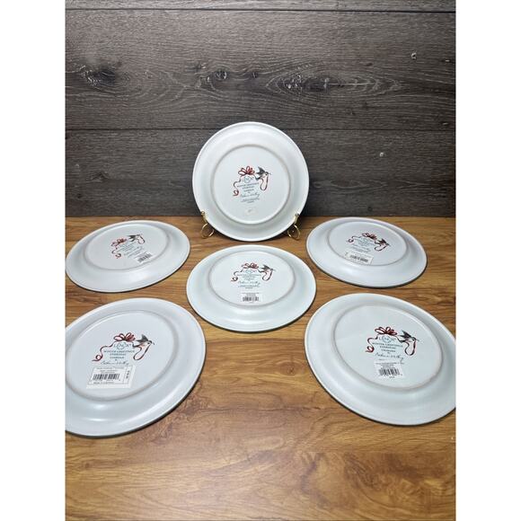 Lenox Winter Greetings Everday Tartan 8.5" Bird Salad/Dessert Plates -Set Of 6 - Picture 7 of 10